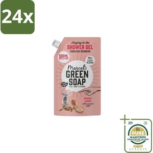 Marcel's Green Soap - Shower Gel - Navulling - Argan & Oudh - Krachtige werking - 500 ml - Voordeelverpakking - 24 stuks - Navulverpakking - Duurzaam