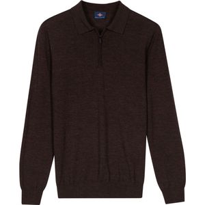 Baileys – Heren – Pullover – Merinowol trui met halve rits – Bruin - 520060-80