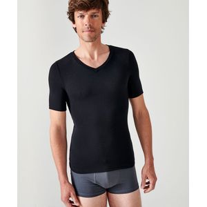 Damart - T-shirt met korte mouwen V-hals fijn geribd Thermolactyl Sensitive - Heren - Zwart - S
