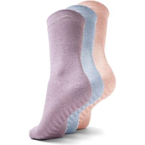 Malinsi® Sokken Antislip 3-Pack - 3 Paar Lichte kleuren maat 42-46 - Huissokken Dames en Heren anti slip - Gripsokken voor Yoga Pilates Ballerina Ballet - Fietssokken Wielrensokken Fiets tennissokken & Voetbal