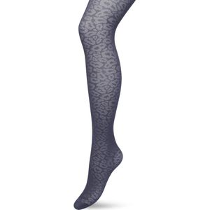 Bonnie Doon Dames Panterprint Panty 40 Denier Grijs maat S/M - Chique Panty - Leopard Dessin - Brede Boord - Comfort - Panter Print - Dieren Print - Panther Texture Tights - Feestelijk - Castlerock - BP211909.169