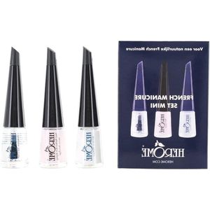 French Manicure Set Mini – 3-Step Travel Size Nail Set with Pink Lacquer White Edge Lacquer & Top Coat – 3 x 3 ml