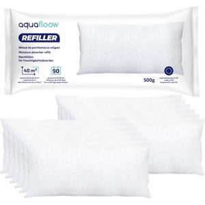 Aquafloow 12x Navulzak Granulaat 500 g, Navulverpakking voor Ruimte Ontvochtiger, voor Ruimtes tot 40 m², voorkomt onaangename geuren