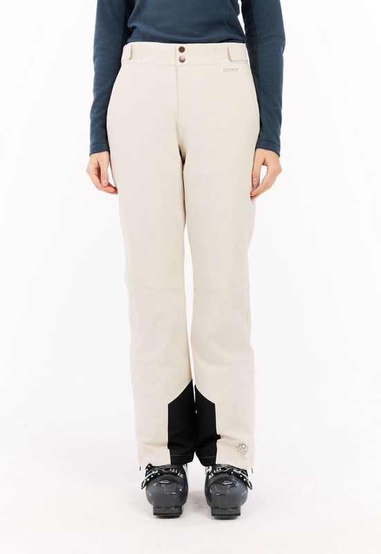 Protest Prtvoleta - Skibroek Dames - Zak met rits - Verstelbare schouderbanden - Waterkolom 10K – Kitoffwhite