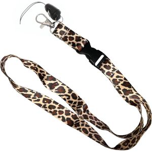 Fako Bijoux® - Keycord Print - Lanyard - Sleutelkoord - Badgehouder - 51cm - 20mm - Luipaard Beige