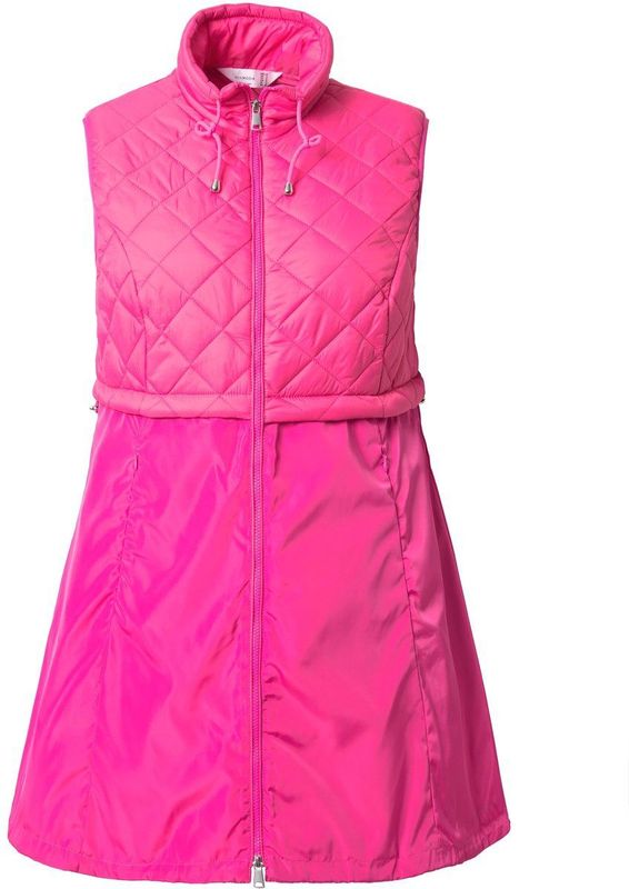 MIAMODA MIAMODA - Dames - lange doorgestikte bodywarmer doorgestikte en geweven stof - Hibiscusrood - Maat 42