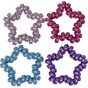 Jessidress Haarelastiekjes Spiraal Telefoonkabel Stevig Spiralen Elastieken Metalliek Kleuren - Roze