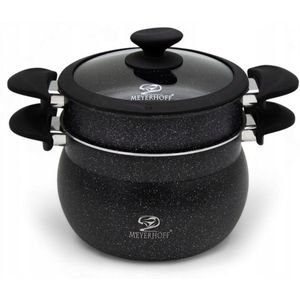 Professionele 3-delige Stoompan Steamer 4.7L Marmer - Geschikt Voor Alle Warmtebronnen - ∅ 20 cm - Stoomkookpan