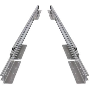 Set ladegeleiders 180cm + lage vloerbeugels + binnenbeugels 72"" volledig uitschuiven en 250 kg belastbaar - 2 stuks heavy duty lange zware robuuste lade rails 1800mm 72 inch