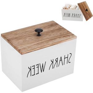 Allecto Premium - Tampon houder badkamer organizer dameshygiëne houten decoratieve opbergdoos