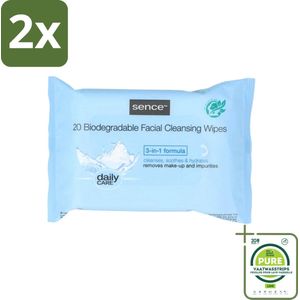 Sence - Normale Huid - Gezichtsreinigingsdoekjes - Mild Reinigend - 20 Doekjes - Voordeelverpakking - 2 stuks - Gezichtsreinigingsdoekjes - Huid reinigen