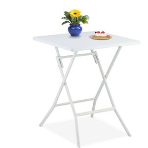 Relaxdays tuintafel - balkontafel - bistrotafel - campingtafel - inklapbaar - houtlook - wit