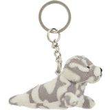 2x Pluche gevlekte zeehond knuffel sleutelhanger 8,5 cm - Speelgoed dieren sleutelhangers