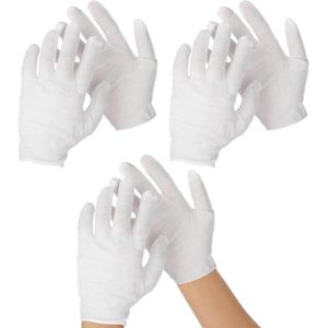 Allecto Plus - Katoenen handschoenen voor droge handen en eczeem - Wit - Maat M - Set van 3 - Hydraterend - Cosmetica - Handspa - Sieradeninspectie - Wasbaar - Rekbaar - Ademend