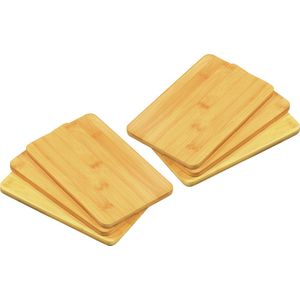 Kesper Ontbijtplankjes set 6x stuks - bamboe hout - 22 x 14 cm - lichtbruin - Broodplankjes - serveerplankjes