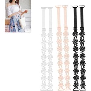 Brenzoos - BH-bandjes 3 paar reservebandjes voor beha verstelbare antislip elastische bandjes met bloemen van kant