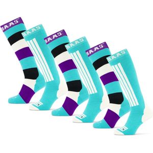 Poederbaas Skisokken - 6 paar - Striped Mint - Wintersportsokken Dames met print - Maat 39/42