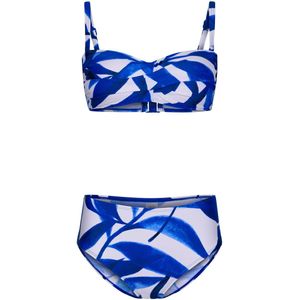 Pastunette Bikini Cobalt Leaves - Blauw/Wit - Bandeau - Maat 46