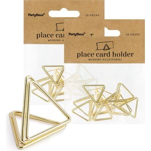 PartyDeco naamkaart/plaatskaart houders - driehoek - Bruiloft - 100x - goud - 2,3 cm