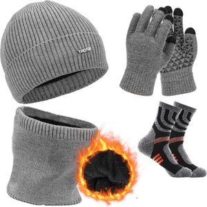 3-in-1 Winter Hat Neck Warmer Gloves Set with Scarf Warm Hat Neck Warmer Touchscreen Gloves Fleece Lining Soft and Skin-Friendly - Aicerous .