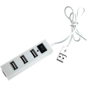 USB hub met 4 poorten en aan/uit schakelaar - USB2.0 - busgevoed / wit - 0,25 meter