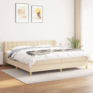 The Living Store Boxspring met matras stof crèmekleurig 200x200 cm - Boxspringbed - Boxspring - Bed - Frame - Creme Kleur