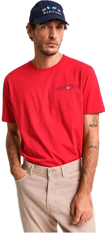 Gant - PRINTED GRAPHIC SS T-SHIRT - Ruby Red - 100% Katoen