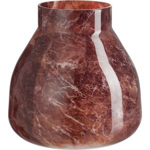 J-line Vaas Marmerlook Glas Bruin 20X20X19Cm