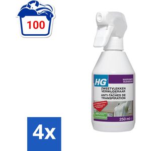 HG - Wasruimte - Zweetvlekkenverwijderaar - Tegen Deodorantvlekken - 250 ml - Voordeelverpakking - 4 stuks