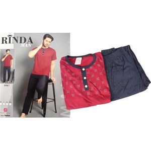 Pyjama - Herenpyjama - Korte mouw - Lange broek - Maat Medium (40/42)