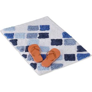 relaxdays Badmat - douchemat - antislip - toiletmat - wc-mat - badkamerkleed - 50 x 80 cm blauw