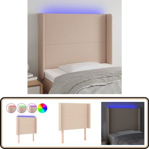 vidaXL Hoofdbord LED - Kunstleer - Cappuccinokleurig Hoofdboard - Led Hoofdbord - Kapstok - Bedroom Decor - Slaapkamersdecoratie