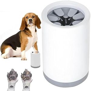 Pootenreiniger voor honden - Draagbaar en afneembaar met zachte siliconen borstels (Grijs)