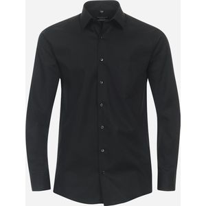 Redmond comfort fit overhemd - popeline - zwart - Strijkvriendelijk - Boordmaat: 43/44