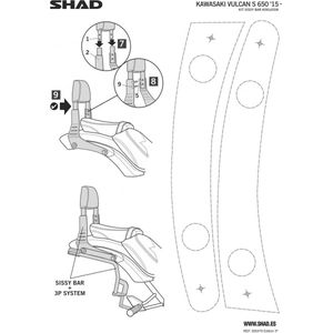 Dosseret de selle Shad pour Moto Kawasaki 650 EN Vulcan S Après 2015 Neuf