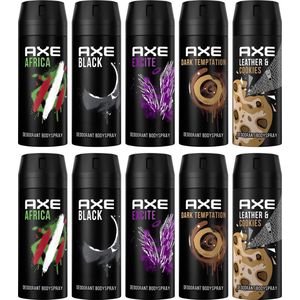 AXE Deo Spray MIX Bestsellers - 2 Africa / 2 Black / 2 Dark Temptation / 2 Excite / 2 Collision