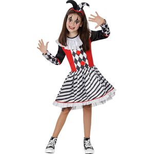 Funidelia | Harlekijn kostuum voor meisjes  Clowns, Circus, Originele en Leuke - Kostuum voor kinderen Accessoire verkleedkleding en rekwisieten voor Halloween, carnaval & feesten - Maat 107 - 113 cm - Zwart