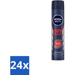 NIVEA MEN – Anti-transpirant spray – Dry Impact – 200 ml - Voordeelverpakking - 24 stuks