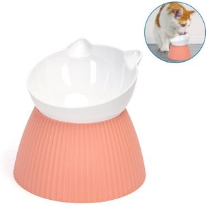Nobleza Kattenvoerbak - Hoge voerbak voor katten - Ergonomisch - Anti braak - Roze