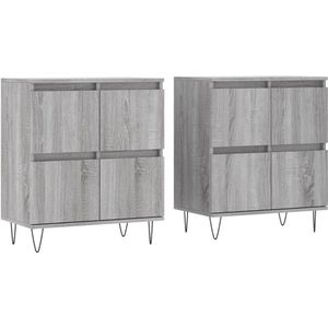 vidaXL Dressoirs - Grijs Sonoma Eiken - Set van 2 Dressoir - Klassiek Meubel - Grijze Dressoir - Houten Dressoir - Salontafel