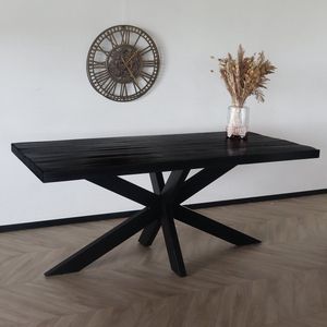 Eettafel langwerpig mangohout 180cm zwart John langwerpige tafel duurzaam mango eetkamertafel