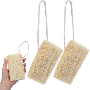 Thelau - Natuurlijke sponzen set voor lichaamsverzorging - 2 stuks loofah sponzen - Multifunctionele exfoliërende spons voor douche en bad - Zachte scrub voor huidverzorging
