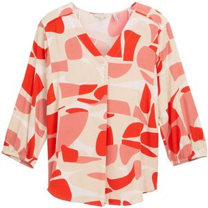 TOM TAILOR - Blouse - Champagne - Rood - Watermeloen Rood - Offwhite