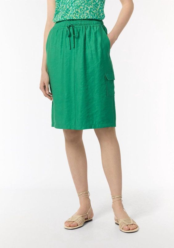 comma casual identity - Rok - Groen - Knielengte - Normale Pasvorm