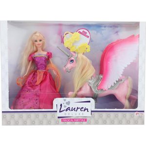 Toi-toys Tienerpop Prinses Met Glitter Eenhoorn En Accessoires Roze