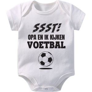 Hospitrix Baby Rompertje met Tekst ""SSST! Opa en ik kijken Voetbal"" | 0-3 maanden | Korte Mouw | Cadeau voor Papa | Aanstaande Vader | Vaderdag