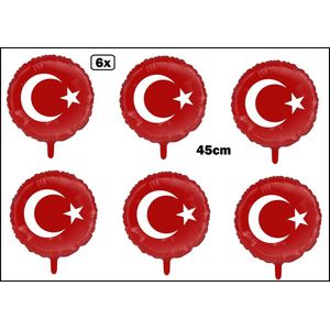 6x Folieballon Turkije (45 cm) - Thema feest land festival party fun folie ballon Turks