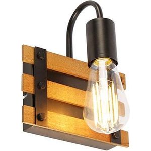 QAZQA paleta - Industriele Wandlamp voor binnen - 1 lichts - D 10.5 cm - Bruin - Industrieel - Woonkamer | Slaapkamer | Keuken