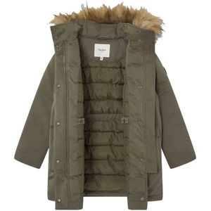 Pepe Jeans - Lange Parka - Groen - Katoen - Technische Stof