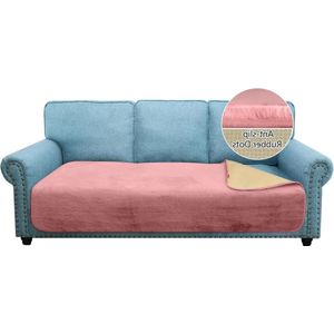 L-vormige sofa kussenslopen vergelijkbaar met konijnenbont - antislip chaise lounge cover - stijlvolle pluche - 750GSM - grote hoekbankhoes voor huisdieren - chaise roze